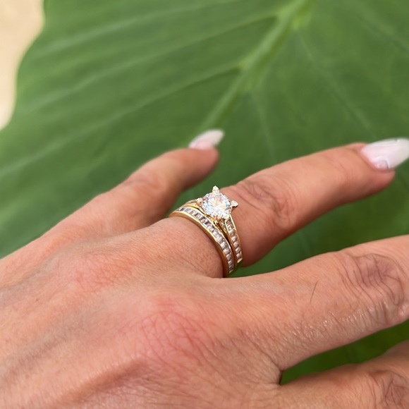 14k Yellow gold Engagement Ring & Wedding 2pc - Picture 10 of 14